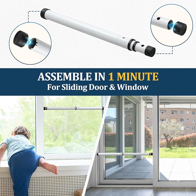 3-in-1 Door Security Bar with Heavy-Duty Metal, Adjustable 16"-41.7" Door Lock Stick,Sliding Patio Door Security Bar with 2.8" Non-Slip Base for Home,Apartment,Travel Safety–Portable Door &Window Lock - Image 8