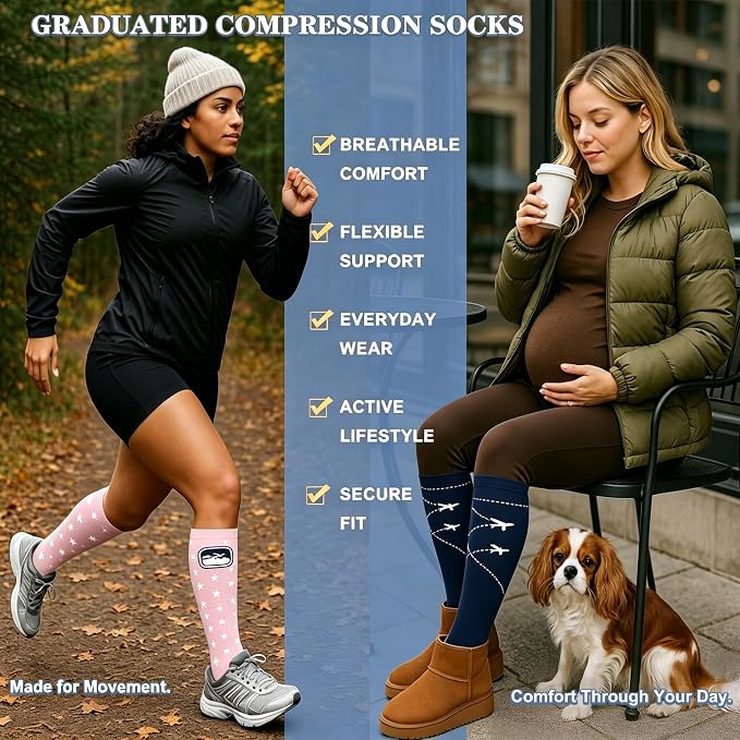 Sooverki Compression Socks for Women and Men Circulation (3/4 Pairs) is Best Support for Running Athletic Cycling Hiking - Image 4