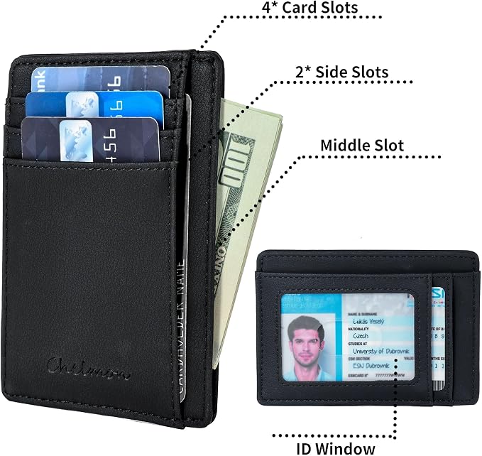 Chelmon Slim Wallet for Men, Minimalist Front Pocket RFID Blocking Credit Card Holder - Image 2