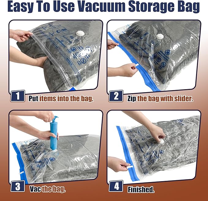 12 Jumbo Vacuum Storage Bags for Bedding, Vacuum Seal Bags for Clothing | Extra Large XL, Airtight Triple Seal, Save 80% Space, Hand Pump, Work with Vacuum, Double Zip, Reusable, Easy to Use - Image 4