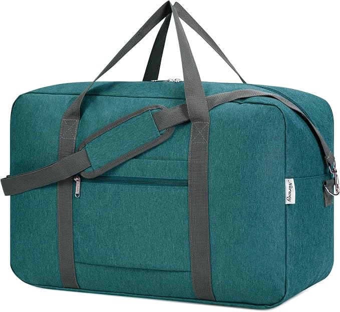 For United Airlines Foldable Carry on Bag 22x14x9 Travel Duffel Bag Packable luggage Duffle for Women and Men 40L (Teal) by Narwey