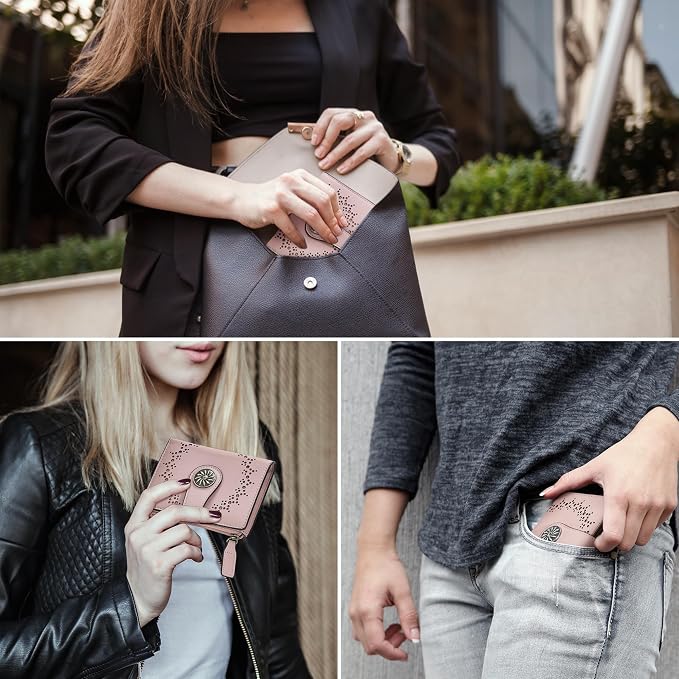 Tipmile Small Wallet for Women Bifold RFID Blocking Card Holder Leather Wallets with Zipper Coin Pocket - Image 7