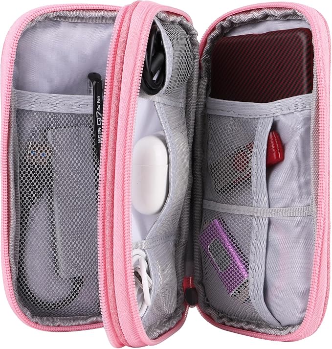 Travel Cable Organizer,Electronics Accessories Organizer Bag,for Charger, Phone, memory card,Travel Gadget Bag-Pink - Image 6