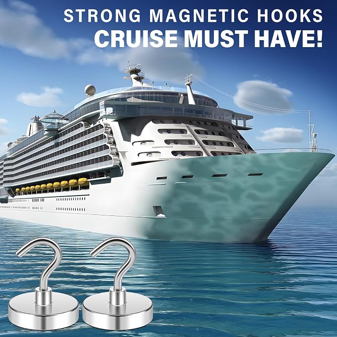 FINDMAG Magnet Hooks, 20 Pack 85LB+ Magnetic Hooks for Cruise Cabins | Heavy Duty Strong Neodymium Magnets with Hooks for Hanging, Ship, Fridge, Locker, Kitchen, Office and Grill, Silver - Image 2
