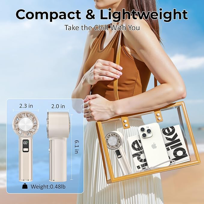 Handheld Fan with Ice Cooler, Mini Portable Fan Rechargeable, 18Hrs Cooling, 0-100 Adjustable Speed, Small Yet Powerful, Personal Hand Fans for Travel, Beach, Outdoor, Makeup, Gifts for Women - Image 6