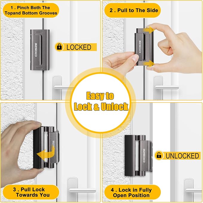 Home Security Door Lock, Door Reinforcement Lock for Kids Safety, Dark Gray | Withstands 1000 lbs of Impact, Door Lock for Front Door, Defender Door Locks Latch, Inside Door Lock, For Door Security - Image 4