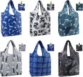 BeeGreen Animal Reusable Shopping Bags Cute Grocery Bag 6 Pack, Christmas Gift Bags Heavy-Duty Foldable Shopping Totes for Supermarket, Work & Travel, Large Washable Polyester Tote Bag with Handles by BeeGreen