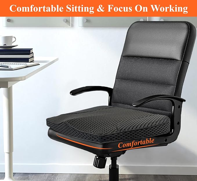kingphenix Memory Foam Car Seat Cushion for Driving Comfort and Office Use | Coccyx and Lower Back Pressure Relief, Non-Slip Seat Cushion for Car, Truck, SUV, Long Drives and Office Chair, 4D Mesh Black - Image 3