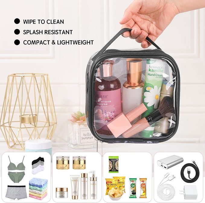 BORMELUN Clear pouches for travel toiletries vinyl TSA airport approved proof makeup bag reusable organizer (black) - Image 5