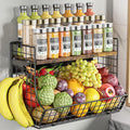 Magnetic Shelf for Fridge with Wood Lid, Fruit Potato and Onion Storage Bins, Pantry Organizers and Storage, Strong Magnetic Spice Rack for Refrigerator, Kitchen Counter and Laundry Room (X-Large) by Unknown