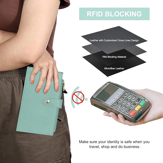 Travelambo RFID Wallet Women Large Size Bifold Multi Card Wallet Case with Zipper Pocke Credit Card Holder for Women - Image 4