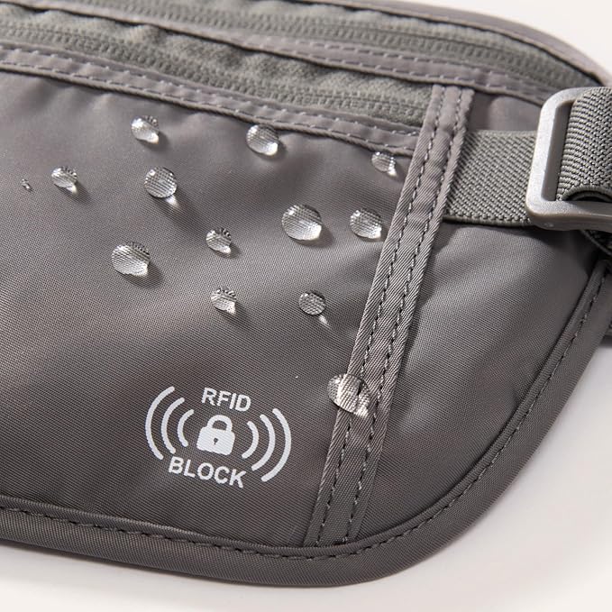 Pander RFID Blocking Travel Money Belt – Hidden Waist Pouch for Passport, Cash, Cards, Slim Belt Bag for Men and Women, Dim Grey (Pack of 2) - Image 2