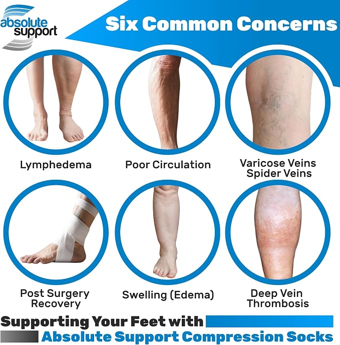 ABSOLUTE SUPPORT Cotton Knee High Compression Hose 20-30mmHg | Made in USA opaque dress socks, men & women, for varicose veins, circulation, swelling, pregnancy, leg pain, travel, A105 - Image 7