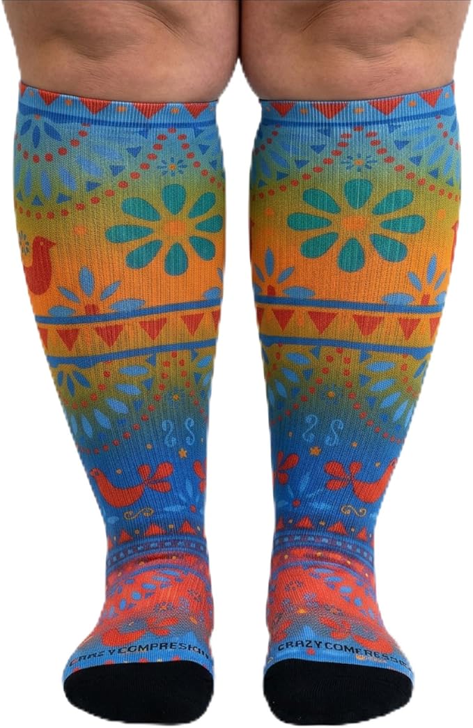 Crazy Compression Socks, Comfortable Support Socks for Recovery, Travel, Hiking, and Long-Hour Comfort w/Fun Designs by CrazyCompression