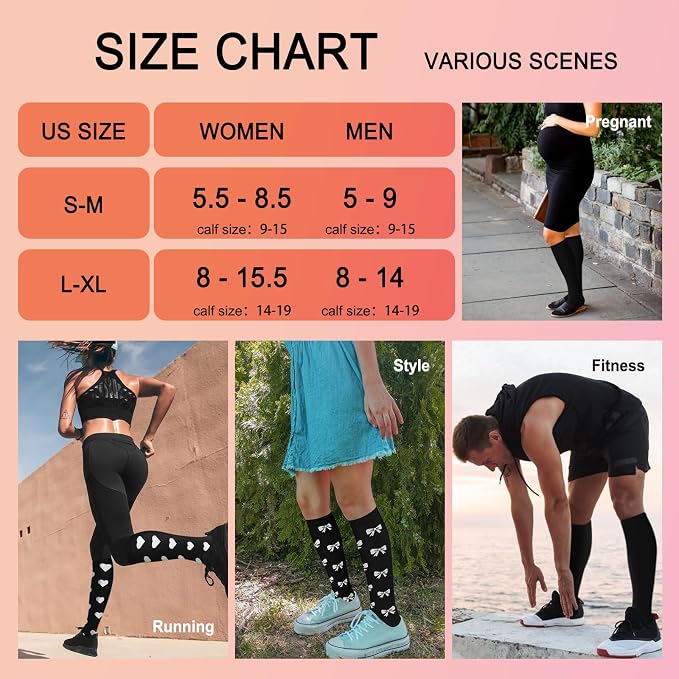 4 Pairs Compression Socks for Women Circulation-Best Support for Nurses,Running,Athletic,Travel - Image 6