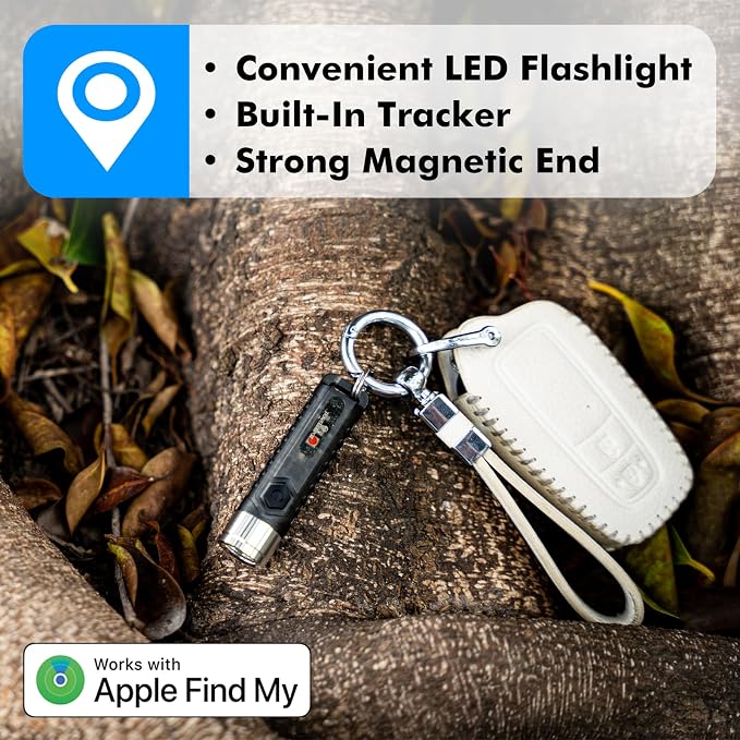 Find My Keychain Flashlight Rechargeable | Compatible with Apple Find My, Magnetic Mini Flashlight Keychain with Loud Sound, USB-C Rechargeable, Front Bike Light, LED - Image 2