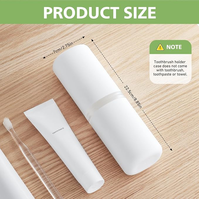 Baluca Travel Toothbrush Case, Portable Tooth Brush Holder and Toothpaste Cover Container with Mouthwash Cup, Compact Oral Clean Tools Organizer for Traveling/Camping/School/Home (White, Extra Large) - Image 7