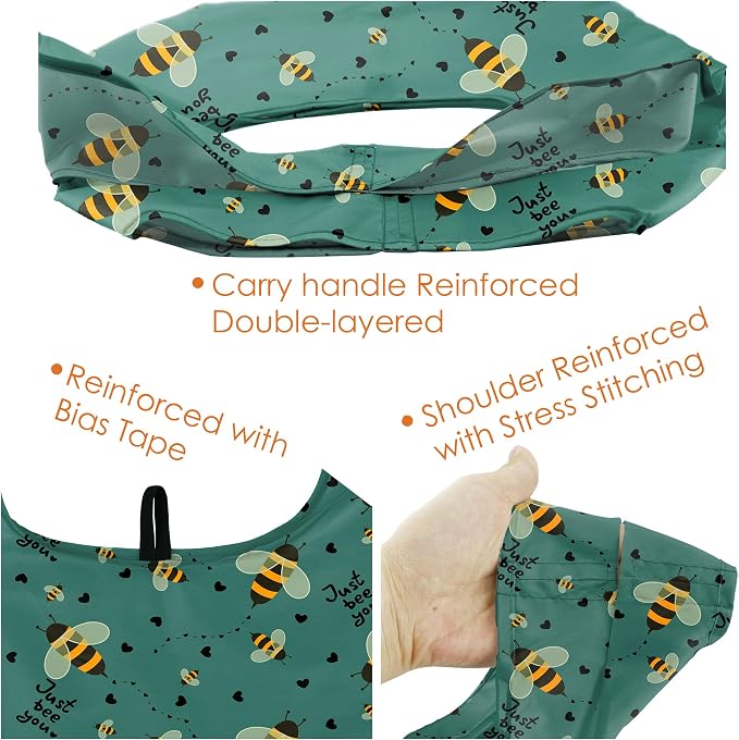 BeeGreen Animals Reusable Grocery Bags Bees Turtles Flamingo Peacock Alpaca Butterfly Lovers Gifts Shopping Bags Bulk 50LBS X-Large Foldable-Heavy Duty - Image 5