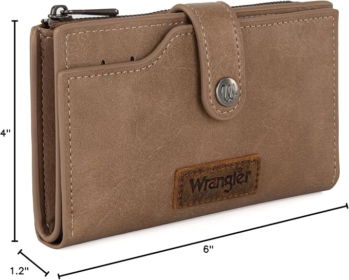 Wrangler Wallet for Women Bifold Card Holder with Zipper and ID Window - Image 7