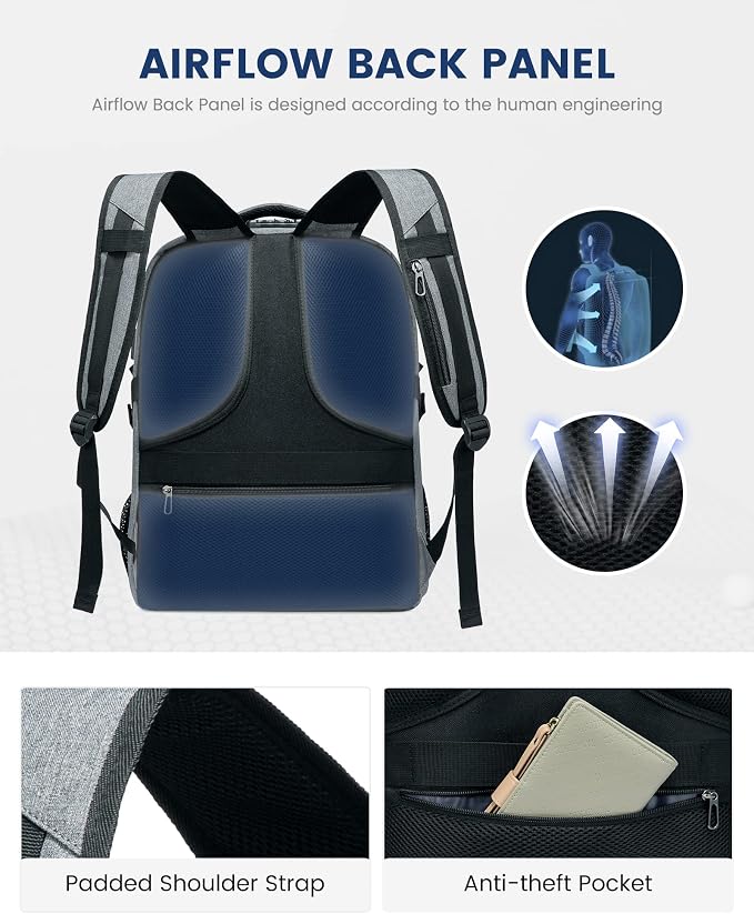 LOVEVOOK Large Laptop Backpack for Men,17.3Inch Heavy Duty Travel Backpack | TSA-Friendly with Anti-Theft,Carry On Flight Approved,College Work Bookbag,Water Resistant Business Backpack for Men Women - Image 6