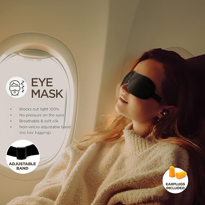 Homeify Airplane Neck Pillow Includes Travel Pillow + Airplane Phone Holder Mount + Eye Masks + Earplugs for Travel, 100% Pure Memory Foam Travel Pillow, 4 Pc Travel Kit, 2 Pack - Image 4