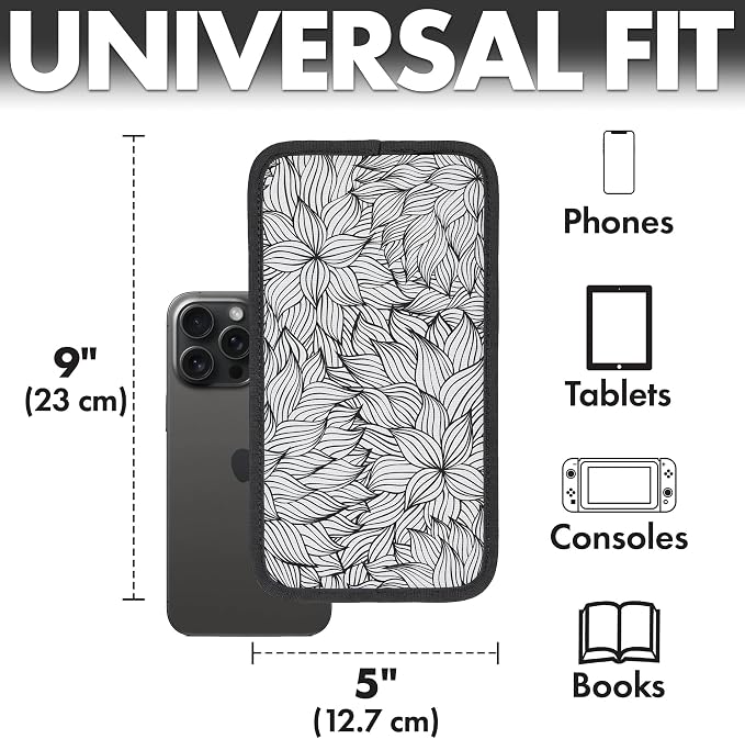 Airplane Phone Holder - Foldable Phone Stand for Plane Travel | Aluminum Build, 9 x 5 in. Mono Floral, Tabletop Mount Desk, Plane Tray Seat back, Treadmill, Fits iPhone Cell Phone - Image 3