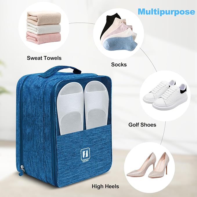 Travel Shoe Bag,Holds 3 Pairs of Shoes, for Travel&Daily Use | Large Capacity Shoe Bags for Travel,Golf Shoe Bag,Portable Dance Shoe Storage Pouch,Sneaker Storage Bag(Blue) - Image 7