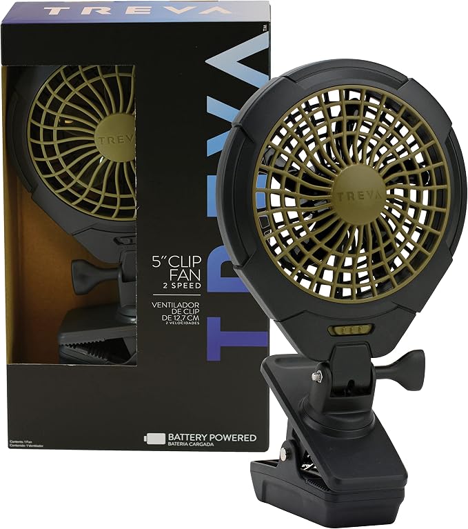 O2COOL Treva 5 in Battery Powered Clip Fan with Clamp 2-Pack | Yes - Image 2