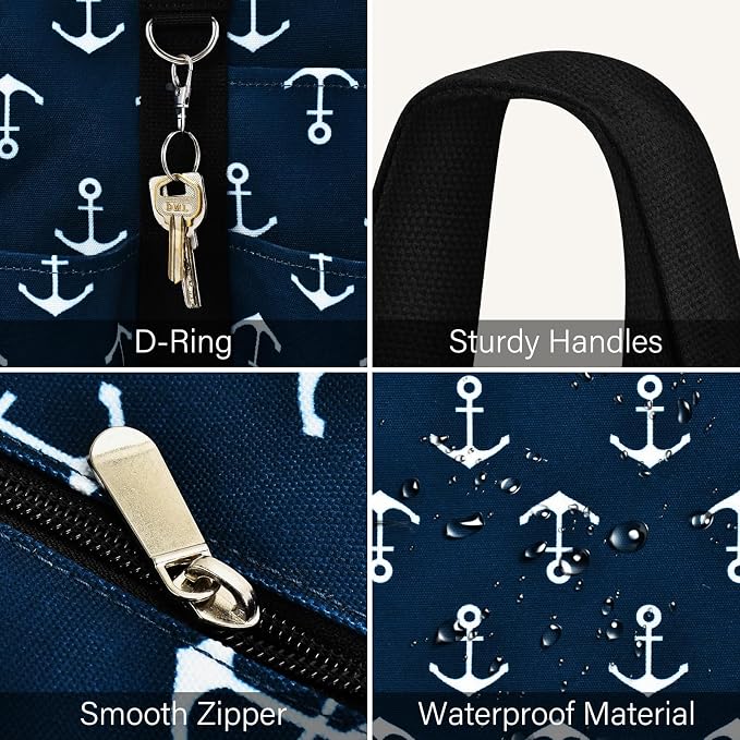 Becokan Large Tote Bag for Women Waterproof with 12 Pockets Top Zipper Closure Utility Teacher Nurse Bags for Work School - Image 4
