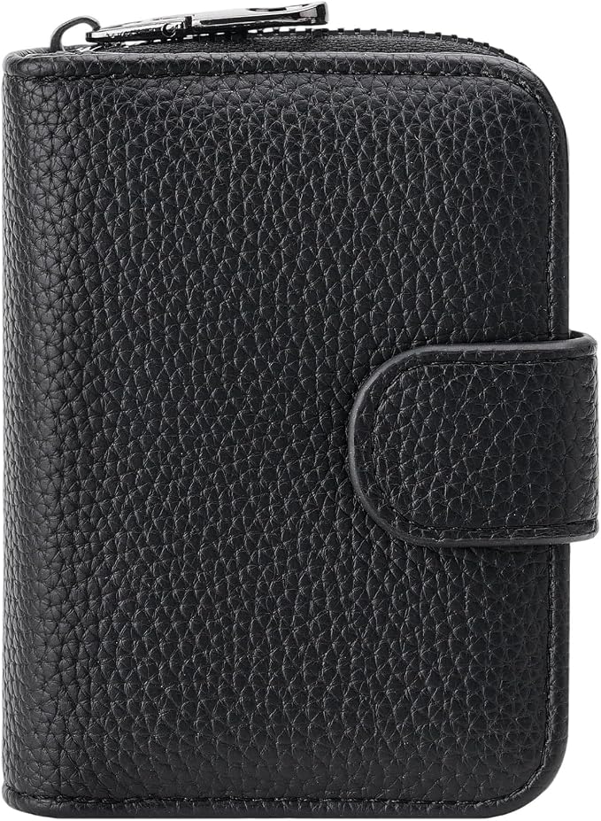 Credit Card Holder for Women Small Leather RFID Blocking Security Card Wallet with ID Window by FALANMULE