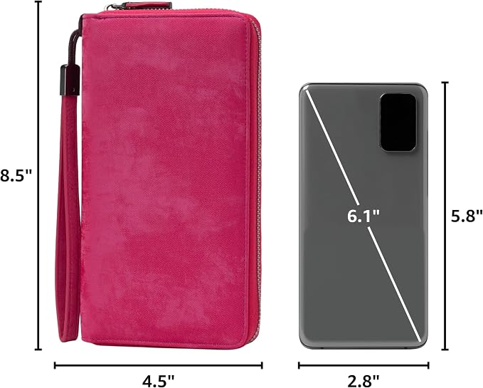 Bveyzi Women RFID Blocking Wallet Leather Zip Around Phone Clutch Large Capacity Ladies Travel Purse Wristlet - Image 3