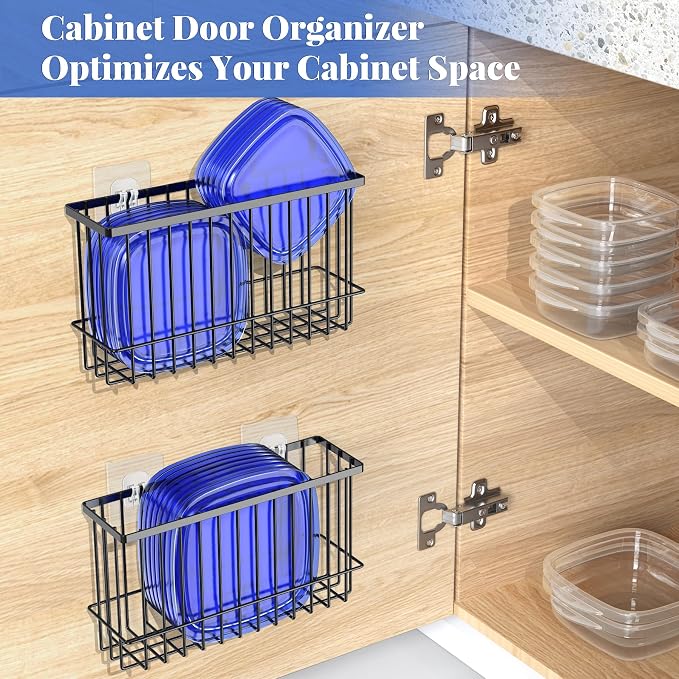NiHome Cabinet Door Lid Organizer 2-Pack, Cabinet Organizers and Storage, Compact Design for Space Optimization-Over the Cabinet Door Organizer for Diverse Storage Solution - Image 2