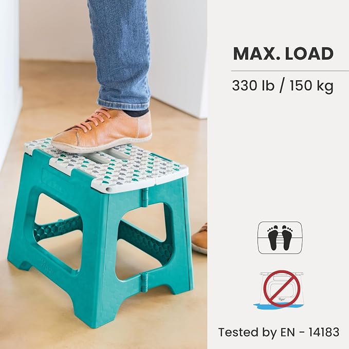 Vigar Compact Step Stool Foldable, 12-1/2-inch, Geometric | For Adults up to 330 Pound, Lightweight Stool, Non-Slip Folding Design, Compact Step Stool - Image 5