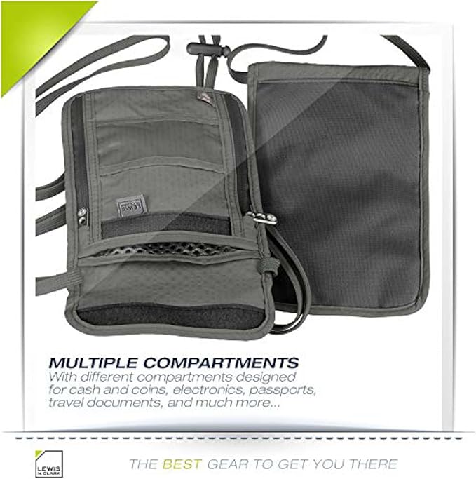 Lewis N. Clark Men's RFID Blocking Stash Wallet, Travel Neck Pouch Passport Holder for Women & Men, Olive, One Size - Image 4