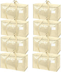 TICONN 8 Pack Extra Large Moving Bags Heavy Duty with Zippers & Carrying Handles, Durable Storage Bags Moving Boxes for Closet Organizers and Storage (8 Pack, Cream) by TICONN