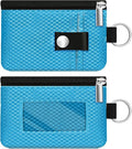 Minimalist RFID Blocking Small Wallet with ID Window,WaterResistant Zip Id Case Wallet with Lanyard Keychain for Cards,Cash,Travel,Women,Men (Lake Blue) by CCUMI