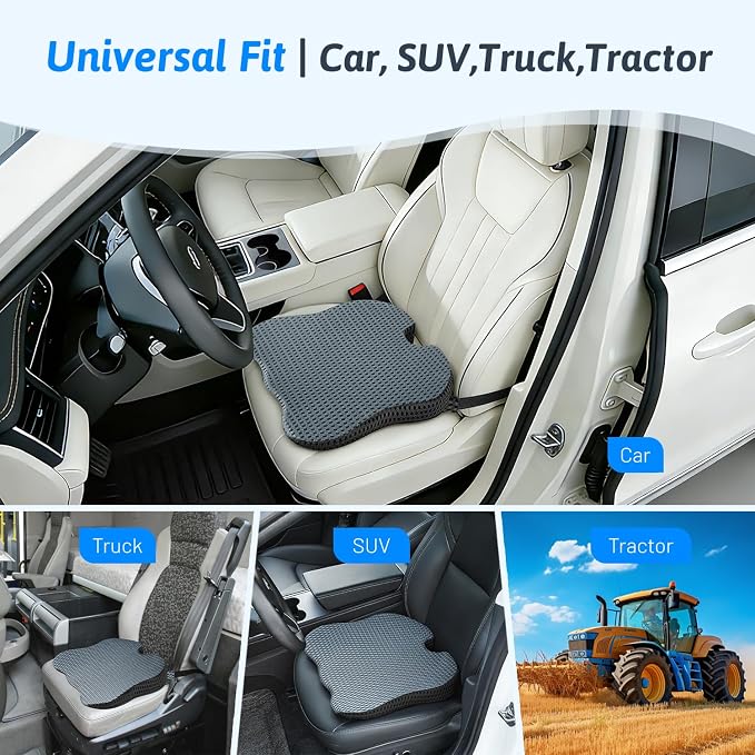Wedge Car Seat Cushion for Better Visibility & Sciatica Pain Relief | High Density Memory Foam, Non-Slip Ergonomic Car Seat Cushion for Driving, Universal Fit for Car, SUV,Truck & Tractor - Image 7