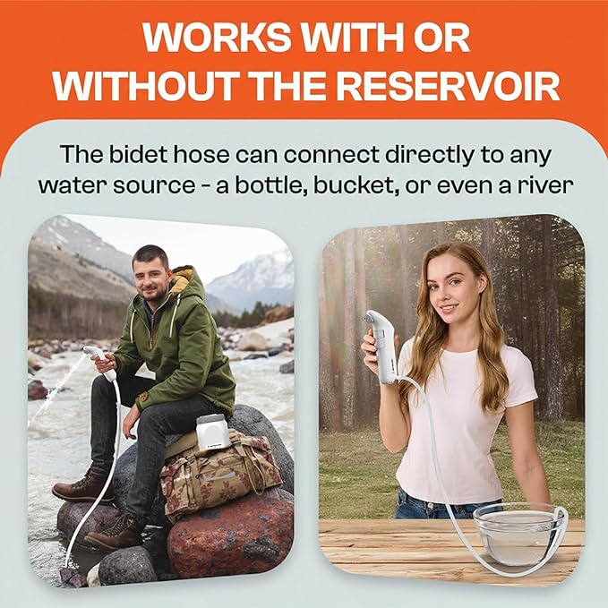 Portable Bidet for Travel & Home – Electric High Pressure Rechargeable Bidet for Women & Men | 2.5L Bottle | 1300ML/Min Flow | USB-C | 1600mAh Battery | USA Brand – Spray Mate Jumbo (White) - Image 5