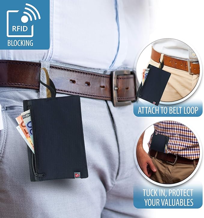 Lewis N. Clark RFID Blocking Money Belt Travel Pouch + Credit Card, ID, Passport Holder for Women & Men, Black, One Size - Image 4