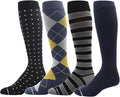 Dr. Motion 4 Pairs Men's Athletic Traveler Graduated Compression Knee High Socks by Dr.+Motion