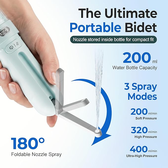 Electric Portable Bidet – Rechargeable Travel Bidet for Women Postpartum Care & Personal Hygiene | with 3 Pressure Modes for Home Travel & Camping (Aqua) - Image 5