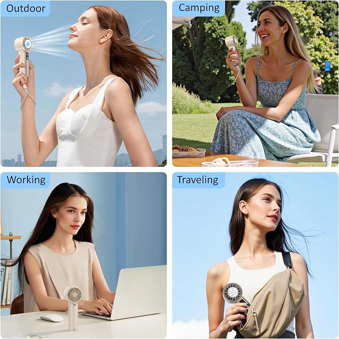 Handheld Fan with Ice Cooler, Mini Portable Fan Rechargeable, 18Hrs Cooling, 0-100 Adjustable Speed, Small Yet Powerful, Personal Hand Fans for Travel, Beach, Outdoor, Makeup, Gifts for Women - Image 7