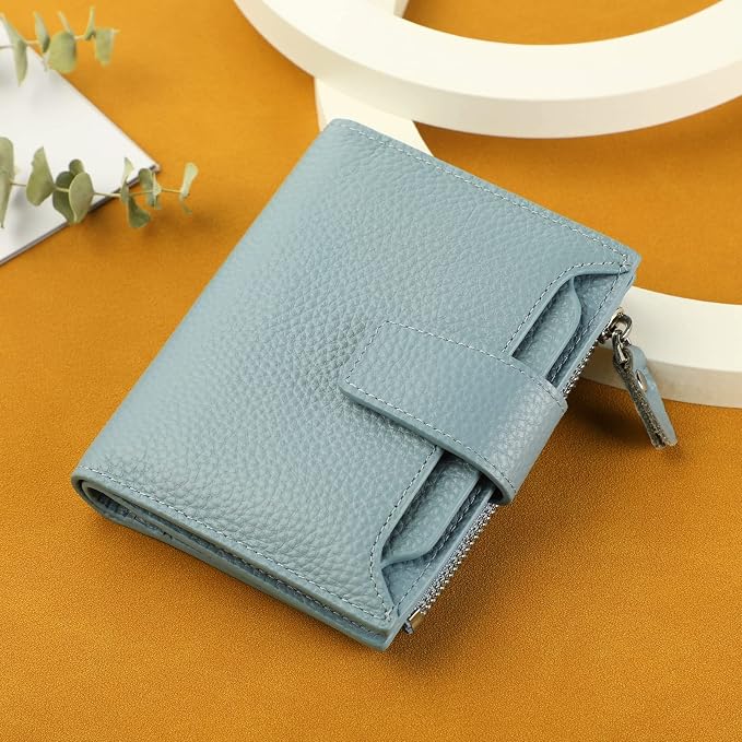 Small Compact Women Wallet RFID Blocking Genuine Leather Bifold Purse with ID Windows - Image 6
