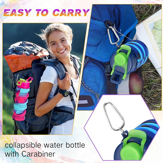 Sunnyray 30 Pack Collapsible Water Bottles Bulk Foldable Water Bottles 17oz Silicone Portable Leak Proof Reusable Sports with Clip for Travel Hiking Camping Outdoor (Camouflage) - Image 5