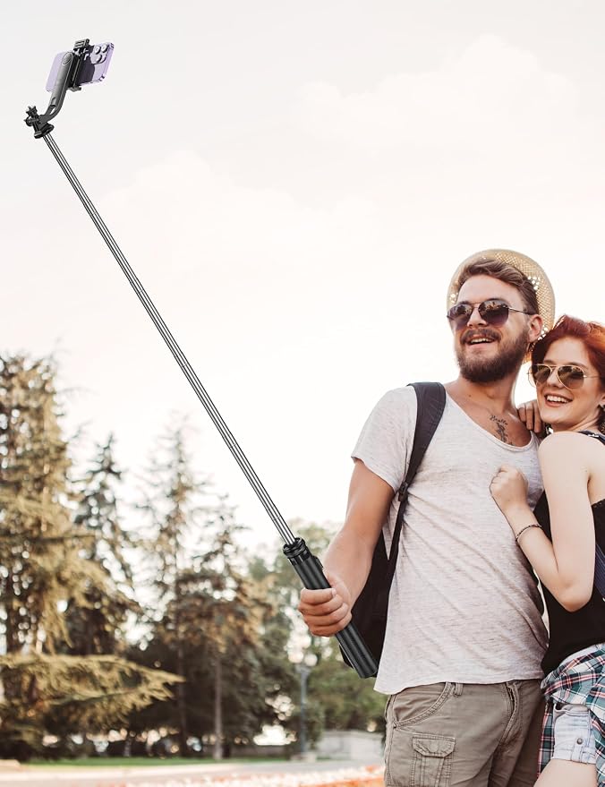 71" Selfie Stick Tripod, All in One Quadripod with Remote & Phone Holder, Extendable Cell Phone Tripod, Travel Tripod Stand Compatible with for Cell Phone & Camera, iPhone, Android,Video Recording - Image 8
