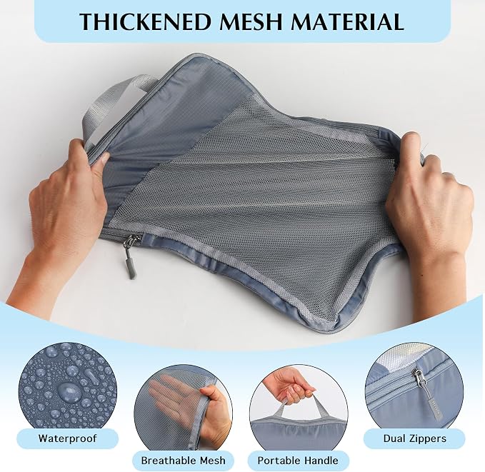 PFEYRPK Lightweight Compression Packing Cubes for Suitcases, Compressible Expandable Travel Packing Organizer with Clear Toiletries and Backpack Bag, Travel Essentials for Carry on Luggage 7 Set - Image 4