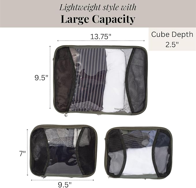 Baggallini Compression Cube 3-piece set - Lightweight Compression Packing Cubes for Travel - Image 4