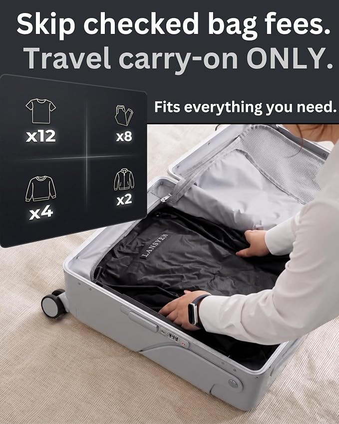 travel pack vacuum kit - Reusable Nylon Compression Bags + Rechargeable Pump - Save 60% Space - vacuum travel bags with pump - for Carry-On & Suitcase - Image 3