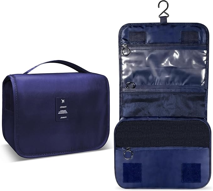 Portable Hanging Toiletry Bag for Travel, Small Multifunctional Makeup Cosmetic Bag for Women, Waterproof Travel Toiletries Organizer, Shower Bathroom Pouch with Hook for Gym, Camping, Business Trips by Unknown