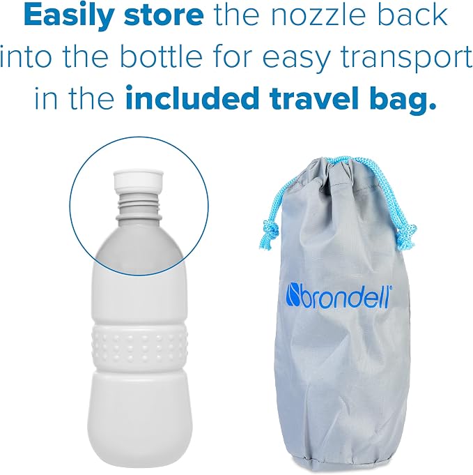 Brondell GoSpa Travel Bidet GS-70 – Portable Peri Bottle for Postpartum & Perineal Care, 400ml Handheld Bidet with Angled Nozzle, Collapsible Design, Nozzle Storage & Travel Bag, Fog - Image 5